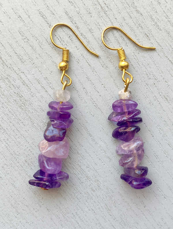 Raw Amethyst Earrings