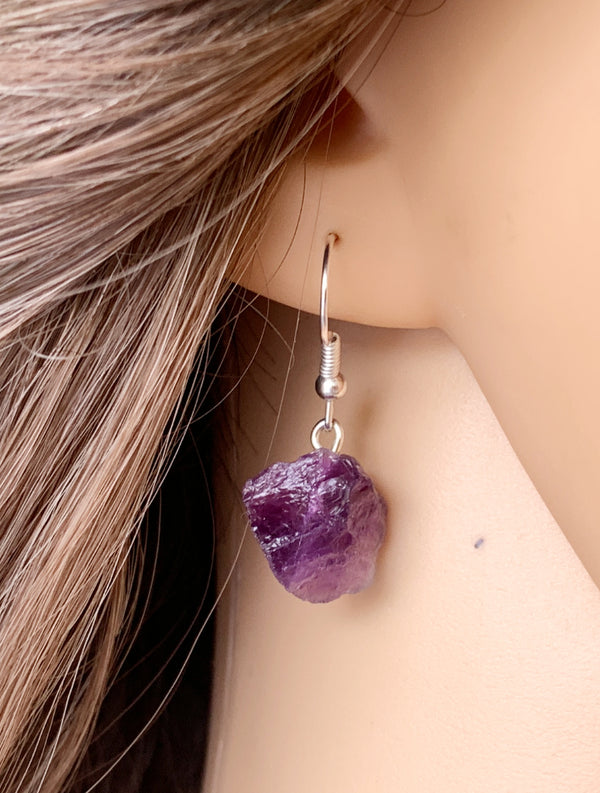 Raw Amethyst Earrings