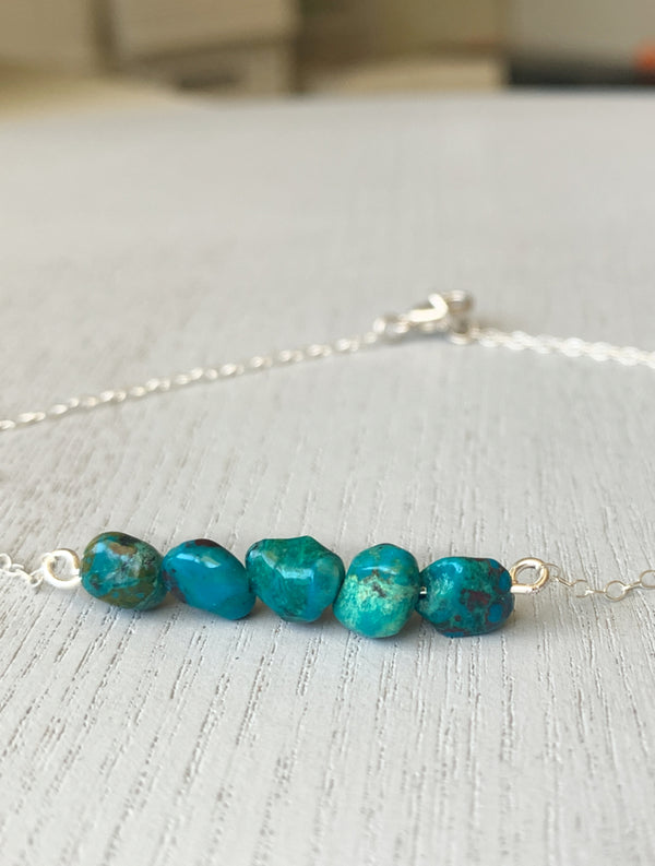 Raw Chrysocolla Anklet