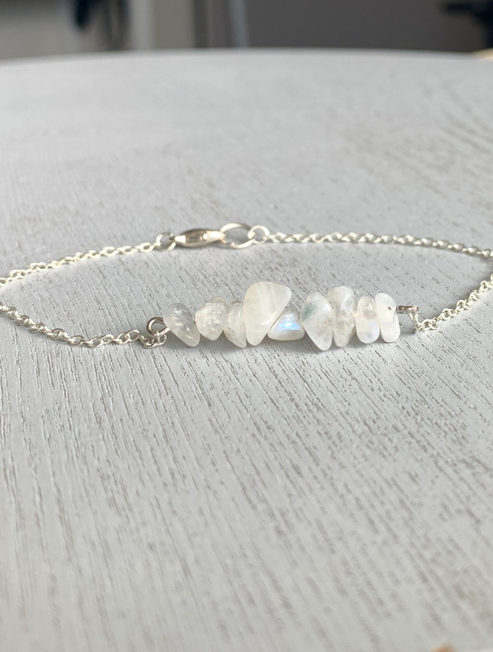 Raw Moonstone Anklet, Raw Moonstone Jewelry, Handmade Raw Moonstone Crystal Anklet, Natural moonstone gemstone anklet, Boho moonstone anklet for women, Moonstone anklet with sterling silver chain, Dainty moonstone anklet, Feminine energy moonstone crystal anklet, Handmade moonstone jewelry anklet, Raw moonstone gemstone anklet for healing, Bridesmaids Gift, Silver chain raw moonstone anklet.