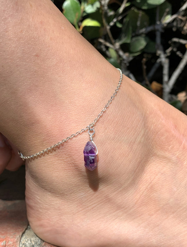 Raw Amethyst Anklet