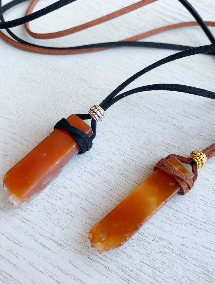 Carnelian Rock with Leather Cord, Gift for Daughter, Husband Gift, Real Carnelian Necklace, Raw Stone Necklace for Men, Indigo Lizard Jewelry, Raw Crystal Necklace, Carnelian Crystal Jewelry, Red Stone Necklace Men or Women, Raw Carnelian Pendant, Carnelian Jewelry, Sacral Chakra Healing Crystal Necklace, Handcrafted Carnelian Necklace, Natural Carnelian Crystal, July Birthstone, Crystal Jewelry.