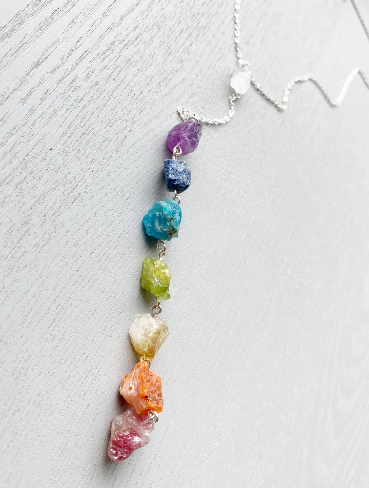 7 Chakra Jewelry, 7 Chakra Necklace, Seven Chakra Crystal Necklace, Crystal Jewelry Gift for Daughter, Raw Crystal Healing Necklace, Raw Stone Necklace, Crystal Jewelry, Rainbow Jewelry, Long Lariat Necklace, Pride Month Jewelry, Gay Pride Necklace, Raw Gemstone Necklace, Crystal Gift for Women, Men, Boho Crystal Necklace, 7 Chakra Necklace Jewelry.