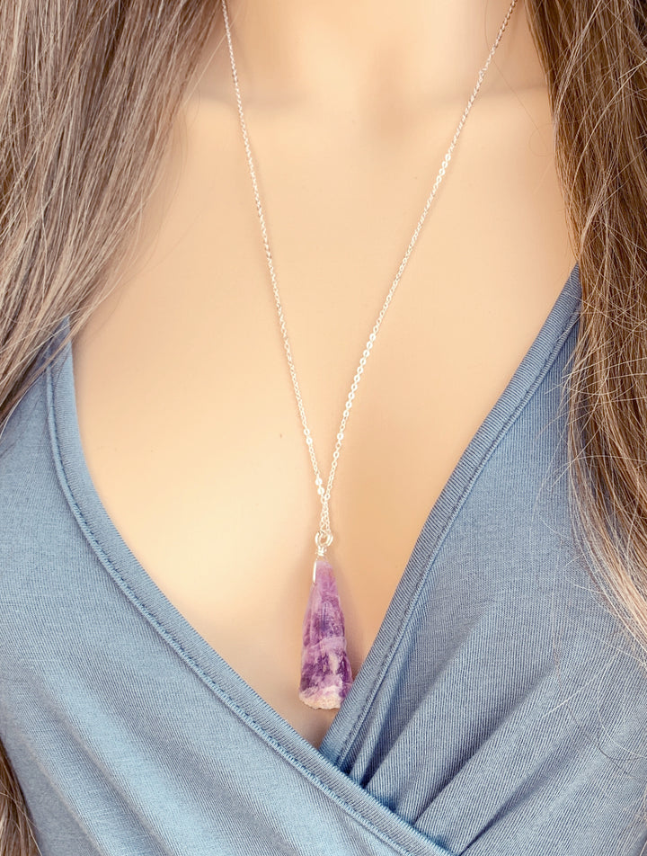 Handmade Amethyst Necklace, Purple Amethyst Pendant, Purple Amethyst Necklace, Gift for February Birthdays, Healing Crystal Necklace, Rough Amethyst Necklace, Large Amethyst Necklace, Amethyst Necklace Rose Gold Chain, Custom Crystal Jewelry, Genuine Amethyst Necklace, Raw Amethyst Necklace, Amethyst Jewelry, Freeform Amethyst Necklace, February Birthstone Gift, Handmade Crystal Jewelry, Purple Crystal Necklace, Wire Rapped Amethyst Pendant, Natural Amethyst Pendant, February Birthstone Necklace