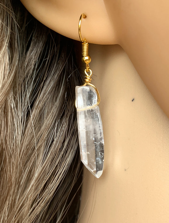 Handcrafted Earrings, Quartz Crystal Earrings, Raw Clear Quartz Earrings, Crystal Earrings, Gemstone Drop Earrings, Boho Earrings, Gift For Her, Healing Earrings, Sparkly Earrings, Birthstone for April, April Birthstone, Crystal Jewelry, Handmade Earrings, Handmade Jewelry, Birthday Gift, Bridesmaid Gift, Keepsake Earrings, Custom Crystal Jewelry.