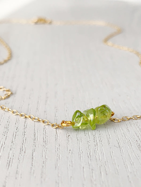 Raw Peridot Necklace