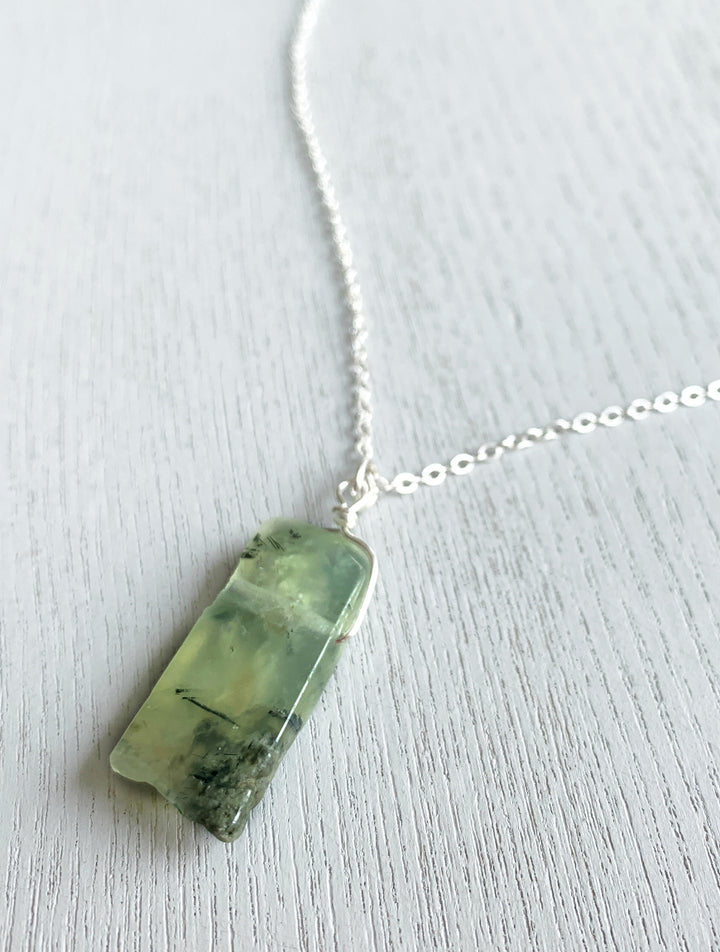 Raw Prehnite Necklace Love Stone, Crystal Necklace, Mothers Day Gift, Raw Prehnite Necklace, Prehnite Crystal Necklace Silver, Prehnite Pendant, Prehnite Jewelry, Prehnite Crystal Jewelry, Couples Necklace, Healing Crystal Necklace Unisex, Love Stone, Crystal Healing, Crystal Jewelry.