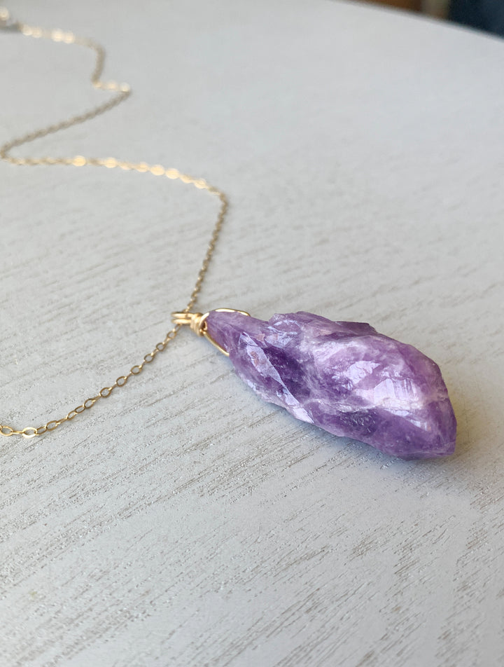 Raw Amethyst Necklace, Amethyst Jewelry, Freeform Amethyst Necklace, February Birthstone Gift, Handmade Crystal Jewelry, Purple Crystal Necklace, Wire Rapped Amethyst Pendant Natural Amethyst Pendant, February Birthstone Necklace, Real Purple Gemstone Necklace