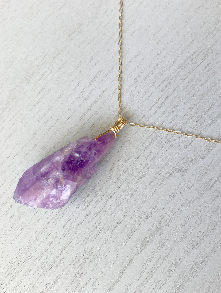 Gift for February Birthdays, Healing Crystal Necklace, Rough Amethyst Necklace, Large Amethyst Necklace, Amethyst Necklace Rose Gold Chain, Custom Crystal Jewelry, Genuine Amethyst Necklace, Raw Amethyst Necklace, Amethyst Jewelry, Freeform Amethyst Necklace, February Birthstone Gift, Handmade Crystal Jewelry, Purple Crystal Necklace, Wire Rapped Amethyst Pendant, Natural Amethyst Pendant, February Birthstone Necklace, Real Purple Gemstone Necklace