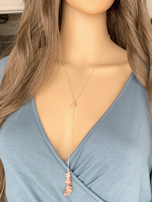 Sunstone Lariat Necklace